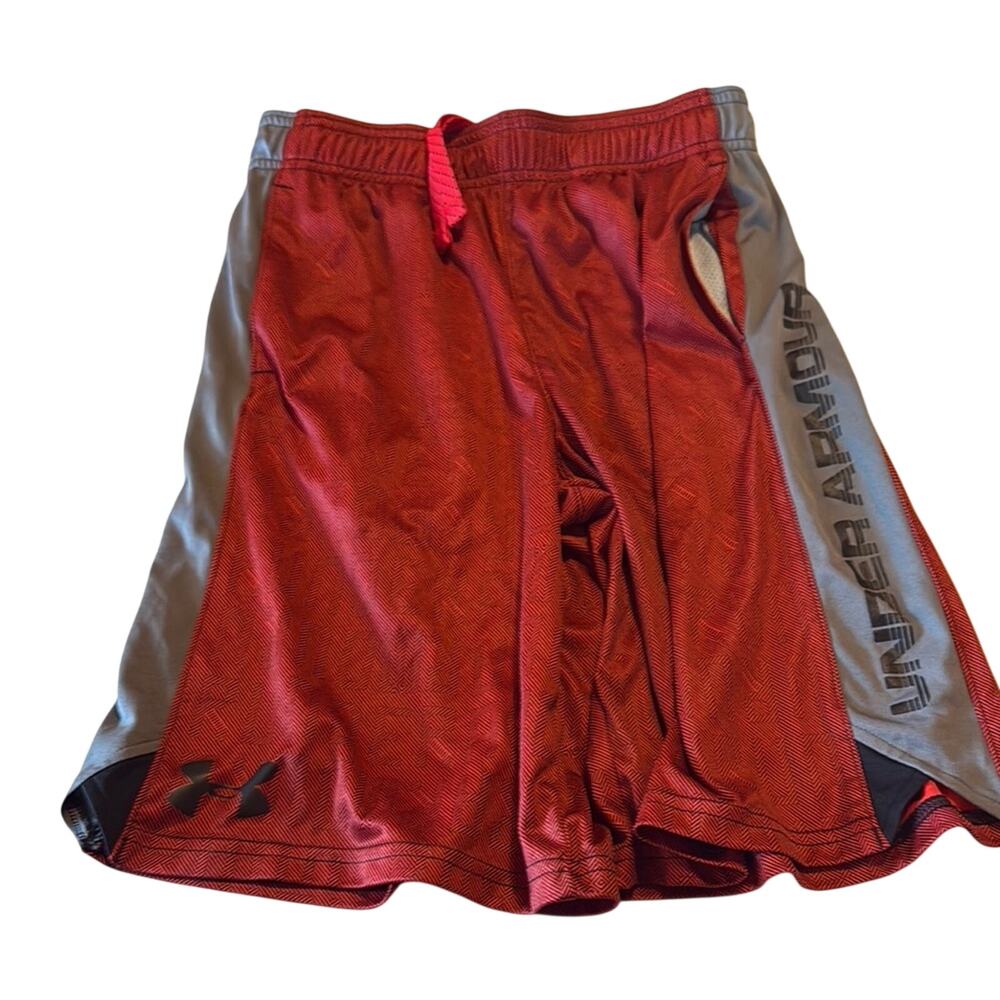 Under Armour Red and Gray Athletic Shorts Lightweight Design Youth Medium